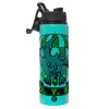 Metallic water bottle with safety lid, 850ml aluminum