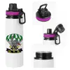 Metallic water bottle with safety lid, 850ml aluminum