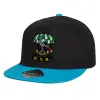 Child's Flat Snapback Hat, Black/Blue (100% COTTON, CHILD, UNISEX, ONE SIZE)