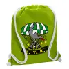 Τσάντα πλάτης πουγκί GYMBAG LIME GREEN, με τσέπη (40x48cm) & χονδρά κορδόνια