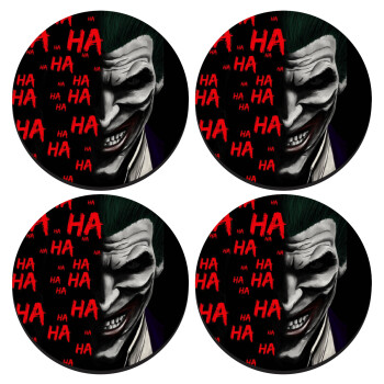 Joker hahaha, SET of 4 round wooden coasters (9cm)