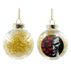Transparent Christmas tree ball ornament with gold filling 8cm