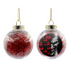 Transparent Christmas tree ball ornament with red filling 8cm