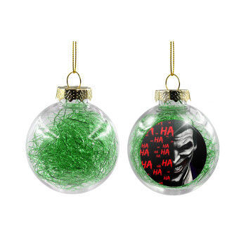 Joker hahaha, Χριστουγεννιάτικη μπάλα δένδρου διάφανη με πράσινο γέμισμα 8cm
