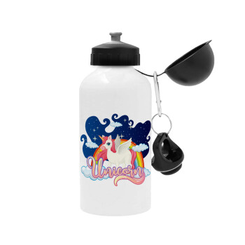 Μονόκερος, Μεταλλικό παγούρι νερού, Λευκό, αλουμινίου 500ml