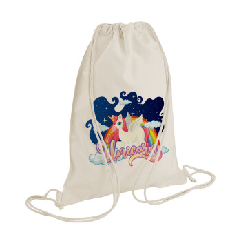 Μονόκερος, Backpack bag GYMBAG natural (28x40cm)