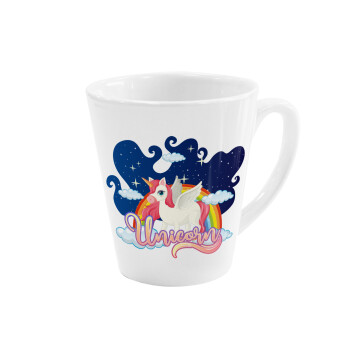 Μονόκερος, Κούπα κωνική Latte Λευκή, κεραμική, 300ml