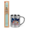Easter Set, metallic thermal cup (300ml) & aromatic flat Easter candle (30cm) (TURQUOISE)