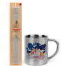 Easter Set, metallic thermal cup (300ml) & Easter aromatic flat candle (30cm) (GRAY)
