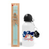 Easter Set, metallic aluminum water bottle (500ml) & scented flat candle (30cm) (TURQUOISE)