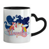 Mug heart black handle, ceramic, 330ml