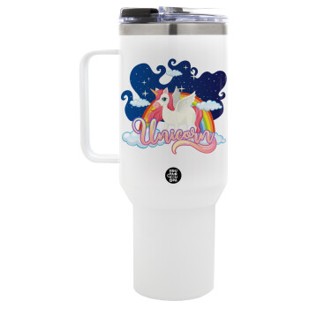 Μονόκερος, Mega Tumbler με καπάκι, διπλού τοιχώματος (θερμό) 1,2L