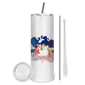 Μονόκερος, Tumbler stainless steel 600ml, with metal straw & cleaning brush