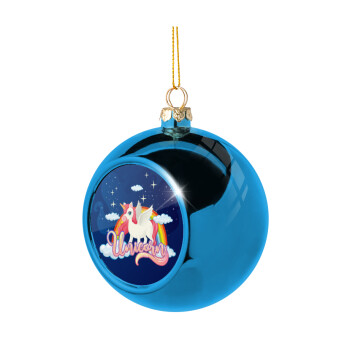 Μονόκερος, Χριστουγεννιάτικη μπάλα δένδρου Μπλε 8cm