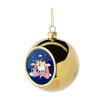 Μονόκερος, Χριστουγεννιάτικη μπάλα δένδρου Χρυσή 8cm