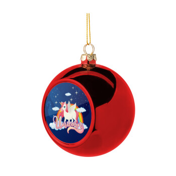 Μονόκερος, Χριστουγεννιάτικη μπάλα δένδρου Κόκκινη 8cm