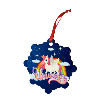 Μονόκερος, Christmas ornament snowflake wooden 7.5cm