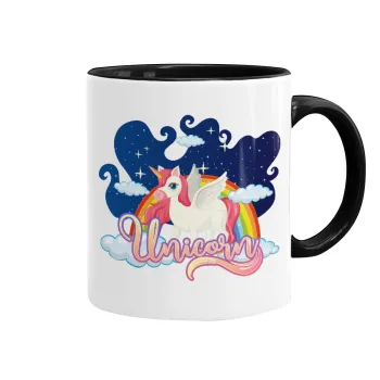 Μονόκερος, Mug colored black, ceramic, 330ml