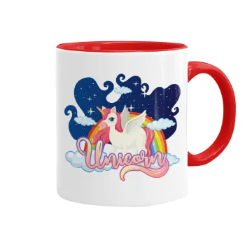 Μονόκερος, Κούπα χρωματιστή κόκκινη, κεραμική, 330ml