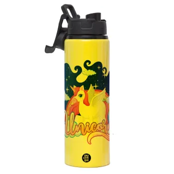 Μονόκερος, Μεταλλικό παγούρι νερού με καπάκι ασφαλείας, αλουμινίου 850ml