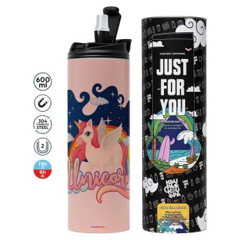 Μονόκερος, Tumbler stainless steel PINK 600ml