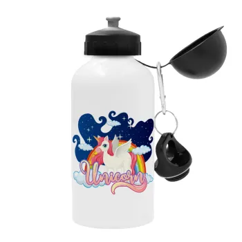 Μονόκερος, Μεταλλικό παγούρι νερού, Λευκό, αλουμινίου 500ml