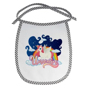 Μονόκερος, Σαλιάρα μωρού αλέκιαστη με κορδόνι Μαύρη