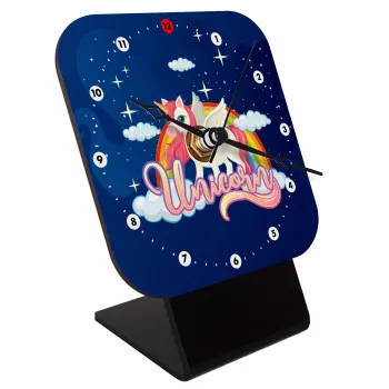 Μονόκερος, Quartz Wooden table clock with hands (10cm)