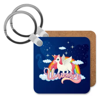 Μονόκερος, Μπρελόκ Ξύλινο τετράγωνο MDF