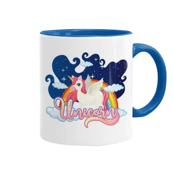 Μονόκερος, Mug colored blue, ceramic, 330ml