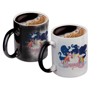 Μονόκερος, Color changing magic Mug, ceramic, 330ml when adding hot liquid inside, the black colour desappears (1 pcs)