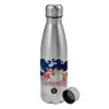 Metallic water bottle, stainless steel, 750ml