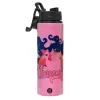 Metallic water bottle with safety lid, 850ml aluminum