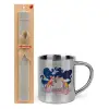 Easter Set, metallic thermal cup (300ml) & Easter aromatic flat candle (30cm) (GRAY)
