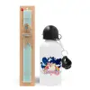 Easter Set, metallic aluminum water bottle (500ml) & scented flat candle (30cm) (TURQUOISE)