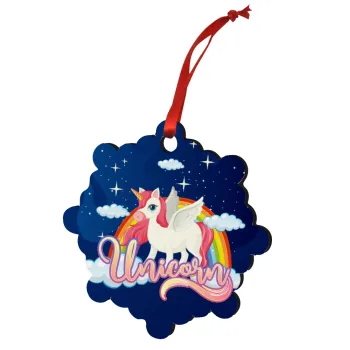 Μονόκερος, Στολίδι Χριστουγεννιάτικο στολίδι snowflake ξύλινο 7.5cm