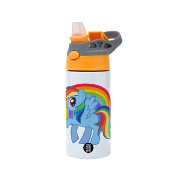 My Little Pony, Παιδικό παγούρι θερμό, ανοξείδωτο, με καλαμάκι ασφαλείας, Πορτοκαλί/Γκρι (360ml) BPA-FREE