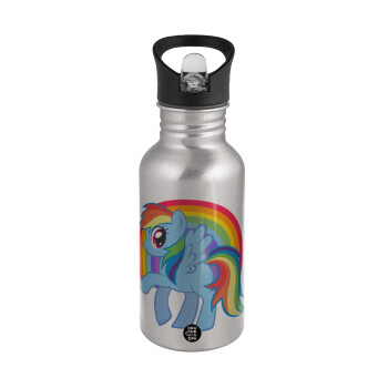 My Little Pony, Water bottle Silver with straw, stainless steel 500ml