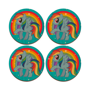 My Little Pony, ΣΕΤ x4 Σουβέρ ξύλινα στρογγυλά plywood (9cm)