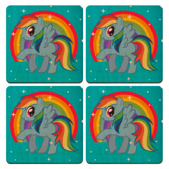 My Little Pony, ΣΕΤ x4 Σουβέρ ξύλινα τετράγωνα plywood (9cm)