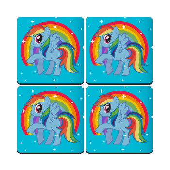 My Little Pony, ΣΕΤ 4 Σουβέρ ξύλινα τετράγωνα (9cm)