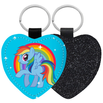 My Little Pony, Μπρελόκ PU δερμάτινο glitter καρδιά ΜΑΥΡΟ