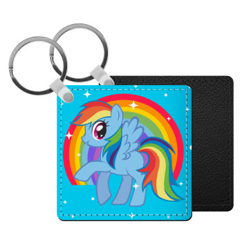 My Little Pony, Μπρελόκ Δερματίνη, τετράγωνο ΜΑΥΡΟ (5x5cm)