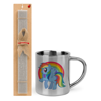 My Little Pony, Easter Set, metallic thermal cup (300ml) & Easter aromatic flat candle (30cm) (GRAY)