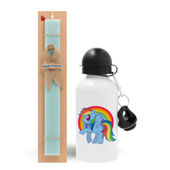 My Little Pony, Easter Set, metallic aluminum water bottle (500ml) & scented flat candle (30cm) (TURQUOISE)