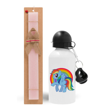 My Little Pony, Easter Set, metallic aluminum bottle (500ml) & aromatic flat Easter candle (30cm) (PINK)