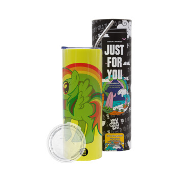 My Little Pony, Neon Yellow Travel Tumbler θερμό, μεταλλικό καλαμάκι(Ανωξείδωτο 304 Food grade, BPA free, 600ml)
