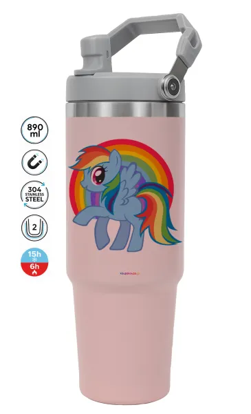 My Little Pony — ΡΟΖ Travel Tumbler Θερμός με χερούλι και καλαμάκι 890ml