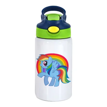 My Little Pony, Children's hot water bottle, stainless steel, with safety straw, green, blue (350ml)