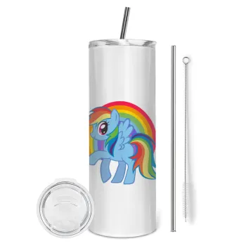 My Little Pony, Tumbler ποτήρι θερμό από ανοξείδωτο ατσάλι 600ml, με μεταλλικό καλαμάκι & βούρτσα καθαρισμού